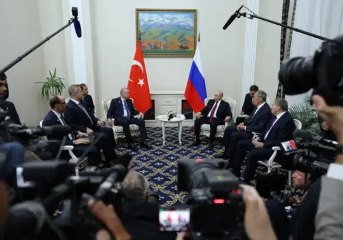 Turkey's Erdogan, Russia's Putin meet on sidelines of Shanghai Cooperation Organisation summit 2 Turkish President Tayyip Erdogan meets with Russian President Vladimir Putin on the sidelines of the