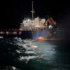 A View Shows A Vessel That Was Hit By A Drone In The Black Sea