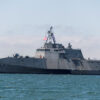 The Independence Variant Littoral Combat Ship USS Charleston (LCS 18) Sails Through San Diego Bay In Transit To The Ship's Naval Base San Diego Homeport In San Diego