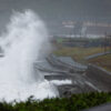 Waves Generated By Typhoon Champi Crash Against A Seawall In Keelung